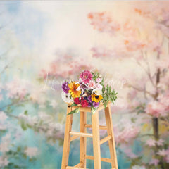 Lofaris Pink Spring Blossom Floral Backdrop Dreamy Forest Flower Tree Oil Painting Background Nature Photography Prop