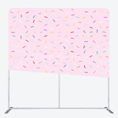 Lofaris Pink Sprinkles Double-Sided Tension Fabric Backdrop Fun Donut Party Theme Dessert Table Photo Booth Decor