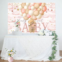 Lofaris Pink Starry Night Balloons Bear Baby Shower Backdrop