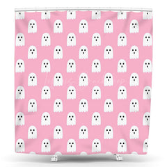 Lofaris Pink Step And Repeat Ghosts Halloween Shower Curtain