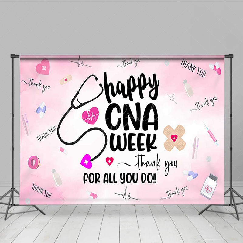 Lofaris Pink Stethoscope Happy Cna Week Thank You Backdrop