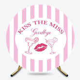 Lofaris Pink Stripe Kiss The Miss Round Bridal Shower Backdrop