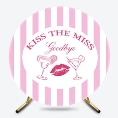 Lofaris Pink Stripe Kiss The Miss Round Bridal Shower Backdrop