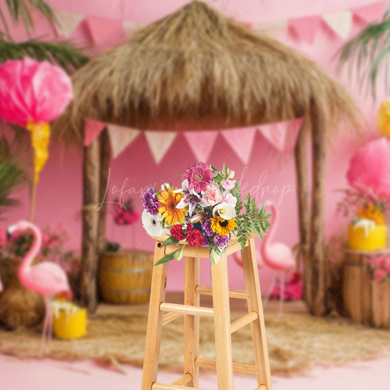 Lofaris Pink Summer Flamingos Sweet Photography Backdrop