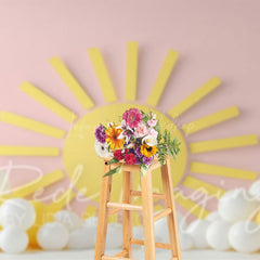 Lofaris Pink Sun Balloons Summer Cake Smash Photo Backdrop
