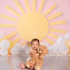 Lofaris Pink Sun Balloons Summer Cake Smash Sweep Backdrop
