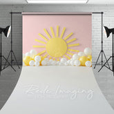 Lofaris Pink Sun Balloons Summer Cake Smash Sweep Backdrop