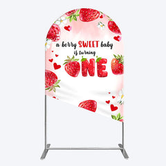Lofaris Pink Sweet Berry Happy Firsty Birthday Arch Backdrop