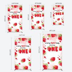 Lofaris Pink Sweet Berry Happy Firsty Birthday Rectangle Backdrop