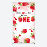 Lofaris Pink Sweet Berry Happy Firsty Birthday Rectangle Backdrop