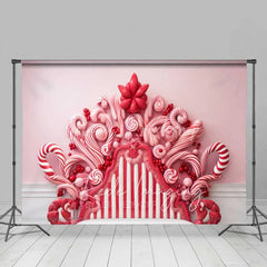 Lofaris Pink Sweet Fantasy Backdrop Candy Swirl Headboard Pastel Wall Christmas Bed Photo Background