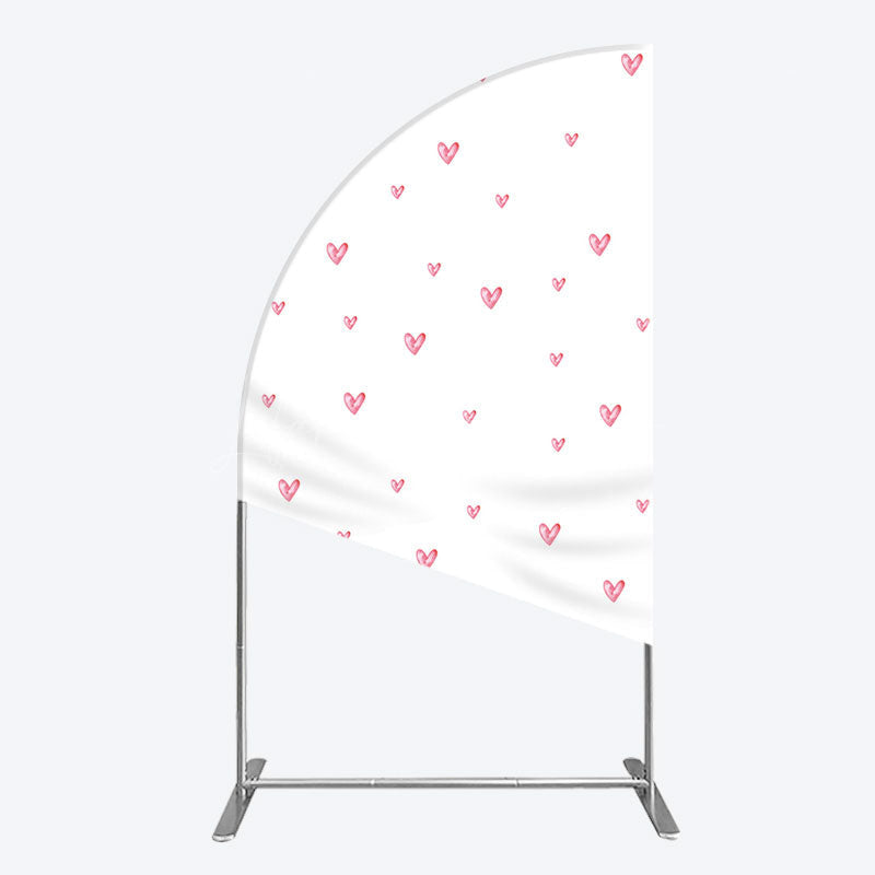 Lofaris Pink Sweet Heart Girls Birthday Half Moon Arch Backdrop