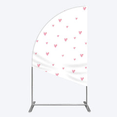 Lofaris Pink Sweet Heart Girls Birthday Half Moon Arch Backdrop