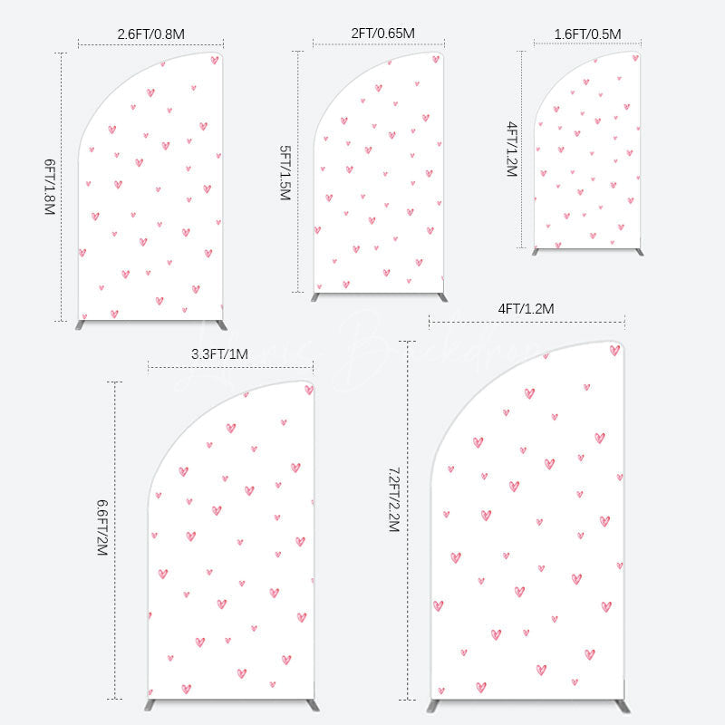 Lofaris Pink Sweet Heart Girls Birthday Half Moon Arch Backdrop