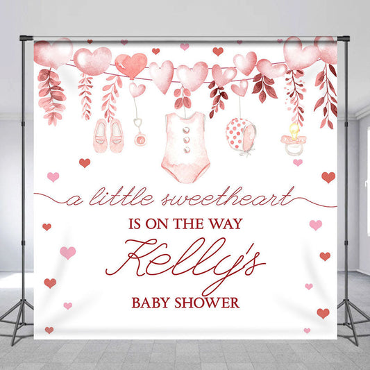 Lofaris Pink Sweetheart Custom Name Baby Shower Backdrop