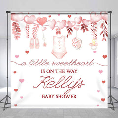 Lofaris Pink Sweetheart Custom Name Baby Shower Backdrop