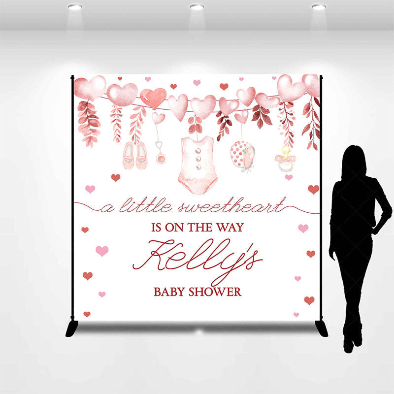 Lofaris Pink Sweetheart Custom Name Baby Shower Backdrop