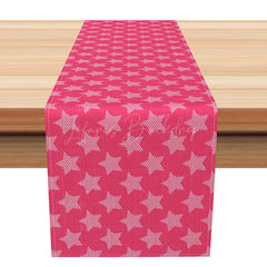 Lofaris Pink Table Runner with Abstract Stripes Stars and Lines for Modern Girls Room Party Decor