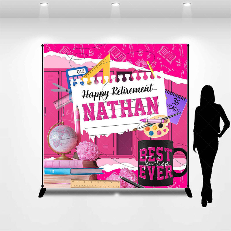 Lofaris Pink Teaching Tools Custom Name Retirement Backdrop
