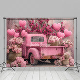 Lofaris Pink Truck Heart Balloons Floral Romantic Backdrop