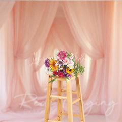 Lofaris Pink Tulle Curtains Maternity Photography Backdrop Soft Fabric Drapes Dreamy Room Background Elegant Pregnancy Photo Prop