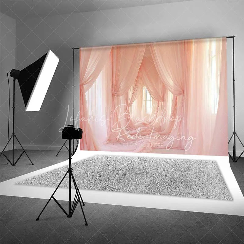 Lofaris Pink Tulle Curtains Maternity Photography Backdrop Soft Fabric Drapes Dreamy Room Background Elegant Pregnancy Photo Prop
