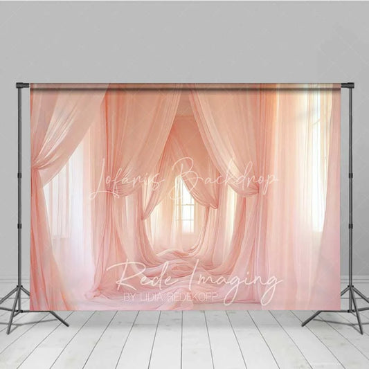 Lofaris Pink Tulle Curtains Maternity Photography Backdrop Soft Fabric Drapes Dreamy Room Background Elegant Pregnancy Photo Prop
