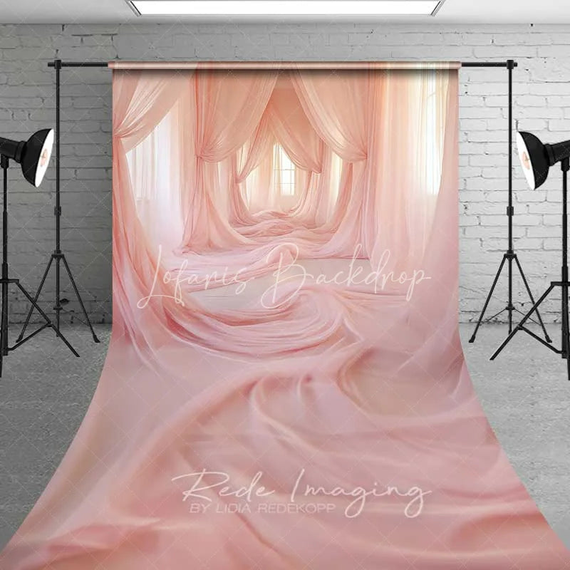 Lofaris Pink Tulle Curtains Sweep Backdrop Soft Fabric Drapes Photography Floor Mat Dreamy Maternity Decoration