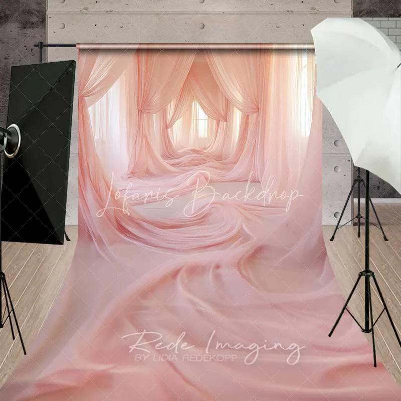 Lofaris Pink Tulle Curtains Sweep Backdrop Soft Fabric Drapes Photography Floor Mat Dreamy Maternity Decoration