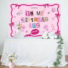 Lofaris Pink Vibe Bow Tie Lips In My Birthday Era Backdrop