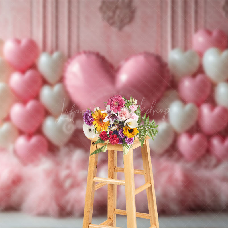 Lofaris Pink Vintage Wall Balloons Feather Romantic Backdrop
