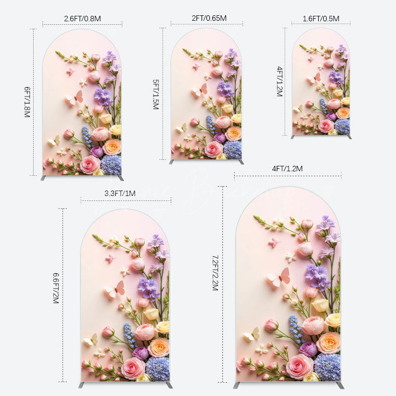 Lofaris Pink Wall Colorful Bouquet Birthday Arch Backdrop