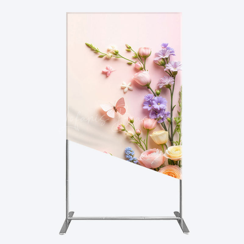 Lofaris Pink Wall Colorful Bouquet Birthday Rectangle Backdrop