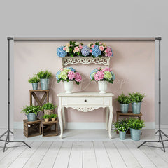 Lofaris Pink Wall Colorful Bouquet Greenery Photo Backdrop