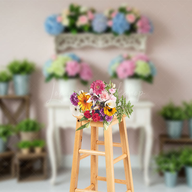Lofaris Pink Wall Colorful Bouquet Greenery Photo Backdrop