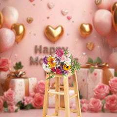 Lofaris Pink Wall Curtain Balloons Rose Mothers Day Backdrop