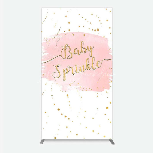 Lofaris Pink Watercolor Baby Sprinkle Rectangle Backdrop Gold Glitter and Pastel Girl Shower Decoration