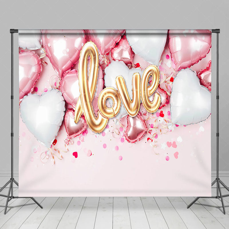 Lofaris Pink White Balloons Valentines Day Room Set Backdrop