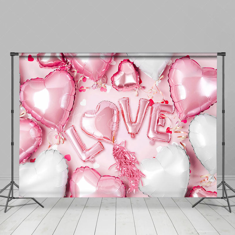 Lofaris Pink White Balloons Valentines Day Room Set Backdrop
