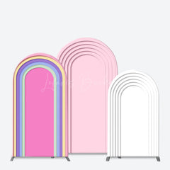 Lofaris Pink White Color Rainbow Birthday Party Arch Backdrop