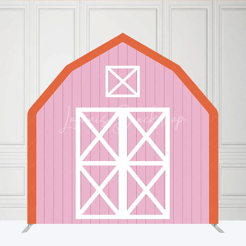 Lofaris Pink White Farm Barn Door Arch Party Decor Backdrop