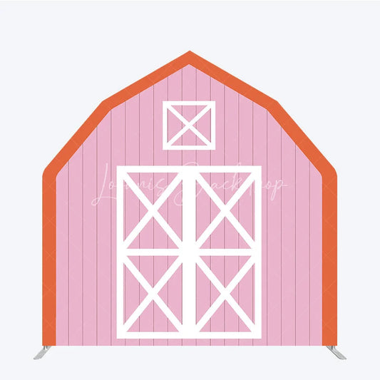 Lofaris Pink White Farm Barn Door Arch Party Decor Backdrop