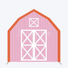 Lofaris Pink White Farm Barn Door Arch Party Decor Backdrop