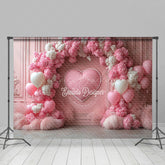 Lofaris Pink White Floral Balloon Valentines Day Backdrop