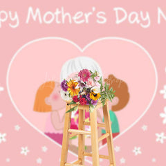 Lofaris Pink White Floral Family Happy Mothers Day Backdrop