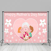 Lofaris Pink White Floral Family Happy Mothers Day Backdrop