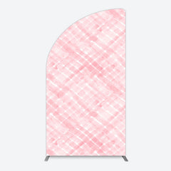 Lofaris Pink White Watercolor Birthday Half Moon Arch Backdrop For Girl