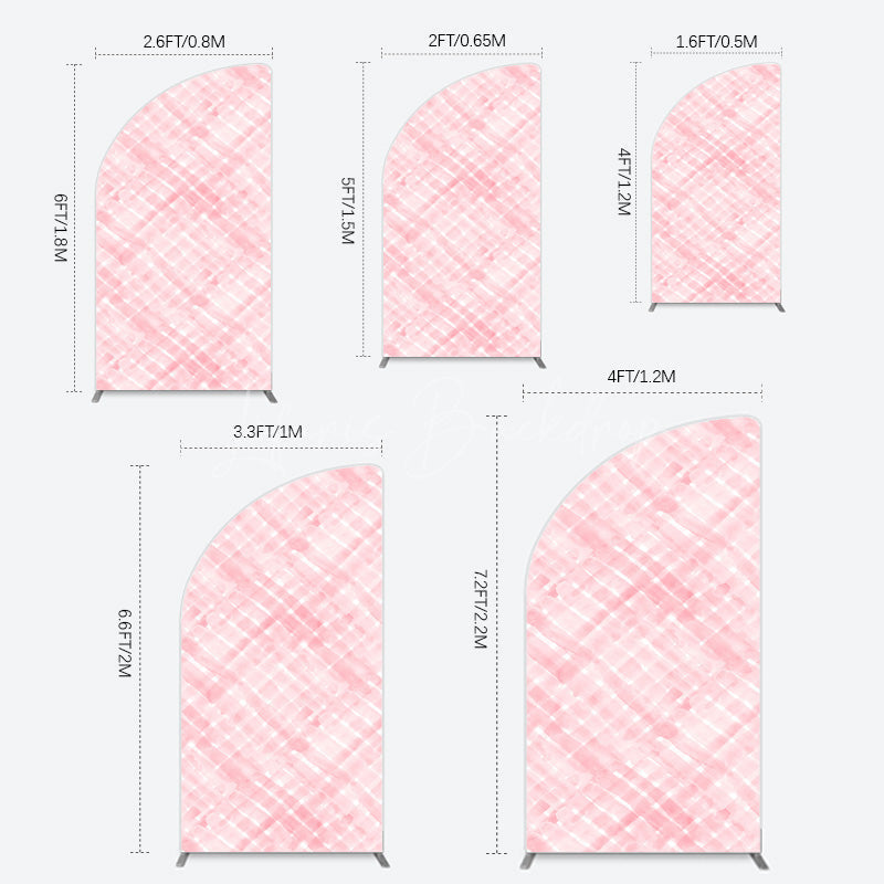 Lofaris Pink White Watercolor Birthday Half Moon Arch Backdrop For Girl