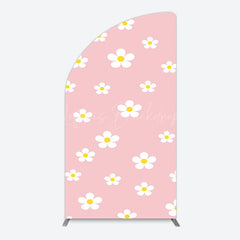 Lofaris Pink White Yellow Daisy Floral Birthday Arch Backdrop
