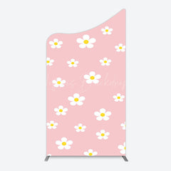Lofaris Pink White Yellow Daisy Floral Birthday Arch Backdrop